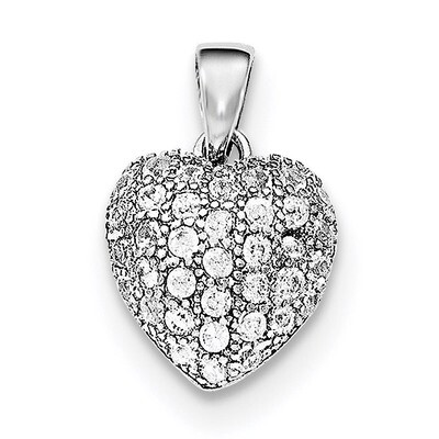 CZ Diamond Micro Pave Heart Pendant Sterling Silver Rhodium-plated QP4446, MPN: QP4446, 191101359538