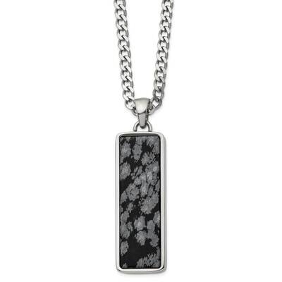 Alabaster Stone Inlay 22 Inch Necklace Stainless Steel Polished SRN2933-22 by Chisel, MPN: SRN2933-…