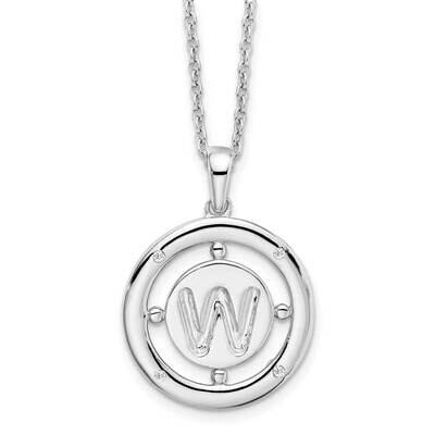 White Ice .025Ct. Diamond Initial W Necklace Sterling Silver QW499W-18, MPN: QW499W-18, 191101479021