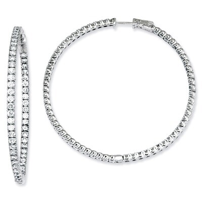 124 Stones In and Out Round Hoop Earrings Sterling Silver with Diamonds QE7583, MPN: QE7583, 886774…