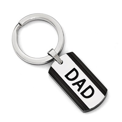 Polished Black IP-plated Key Ring - Stainless Steel SRK134 by Chisel, MPN: SRK134, 886774967103