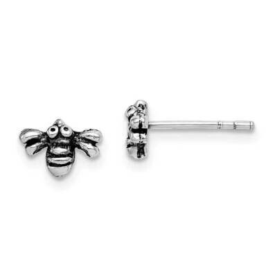 Antiqued Bee Post Earrings Sterling Silver Rhodium-plated QE15014, MPN: QE15014, 883957638973