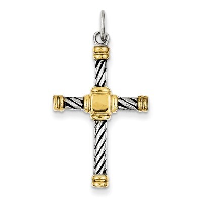 18k Gold - plated Cross Pendant Antiqued Sterling Silver QC5387, MPN: QC5387, 883957518879