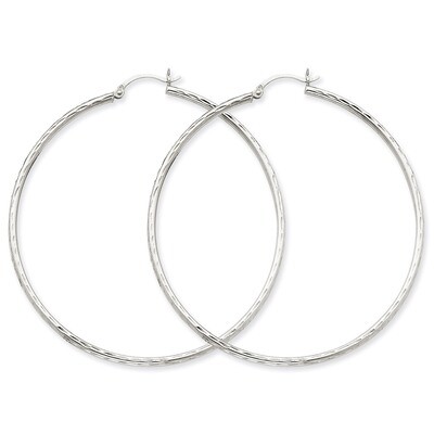 Diamond-cut 2mm Round Tube Hoop Earrings 14k White Gold TC229, MPN: TC229, 883957289069