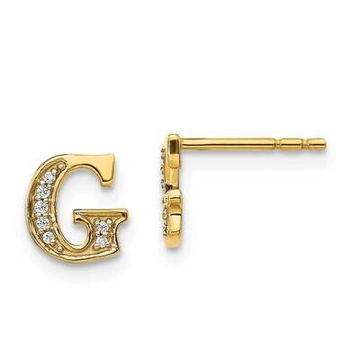 Initial G Earrings 14k Gold Diamond EM4170G-005-YA, MPN: EM4170G-005-YA, 883957376639