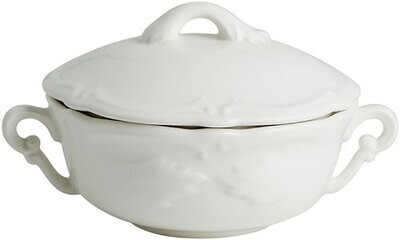 Gien Rocaille White Covered Bouillon Cups &amp; Saucers 18002PTB14, MPN: 18002PTB14, 840769048666