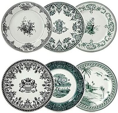 Gien Les Depareillees Green Dinner Plates Assorted 1841B6AM26, MPN: 1841B6AM26, 840769045689