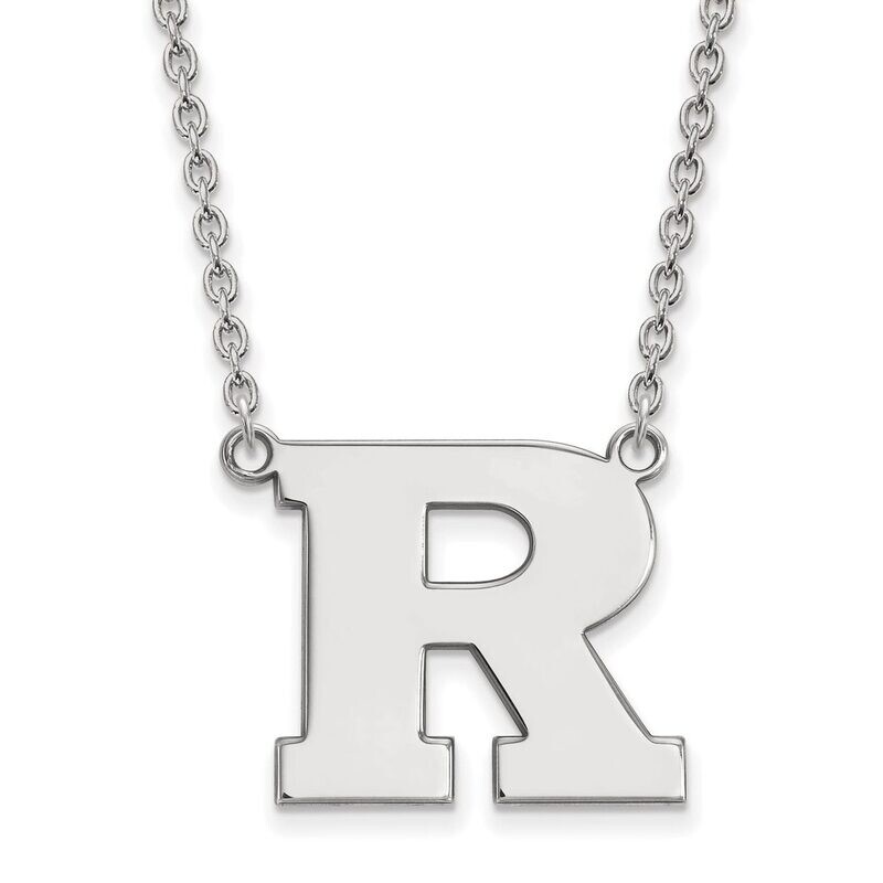 Rutgers Large Pendant with Chain Necklace 14k White Gold 4W009RUT-18, MPN: 4W009RUT-18, 886774836904