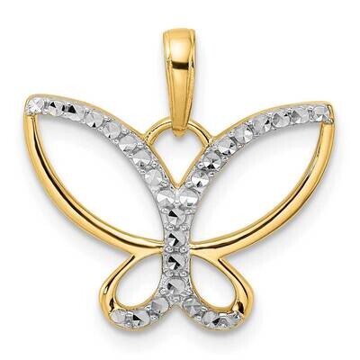 Butterfly Pendant 14k Gold and White Rhodium Diamond-Cut M2970, MPN: M2970,