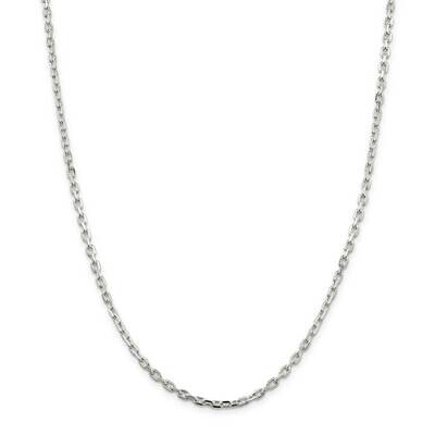 3.25mm Beveled Oval Cable Chain 28 Inch Sterling Silver QCA100-28, MPN: QCA100-28,