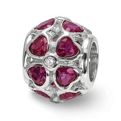 Red Heart CZ Diamond Bead Sterling Silver QRS4015, MPN: QRS4015,