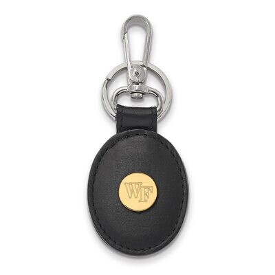 Wake Forest University Black Leather Oval Key Chain Gold-plated Silver GP070WFU-K1, MPN: GP070WFU-K…