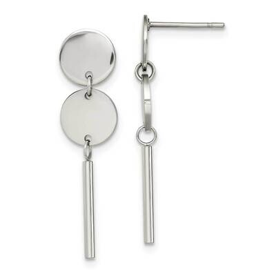 Discs Post Dangle Earrings Stainless Steel Polished SRE1411, MPN: SRE1411, 191101866562