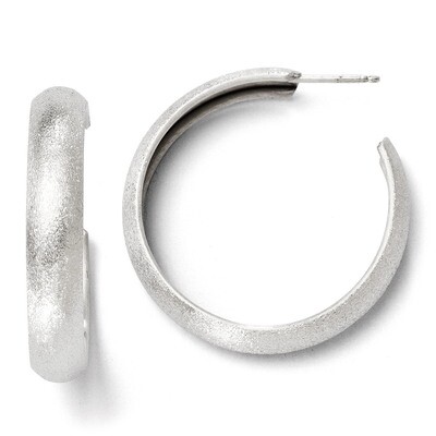 Sterling Silver Laser Textured Post Hoop Earrings QLE323