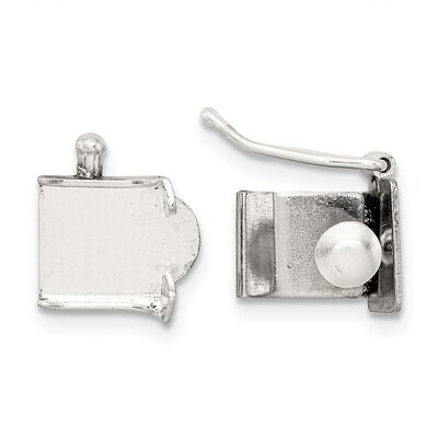9.4 x 7.8mm Push Button Box Clasp Sterling Silver SS3625, MPN: SS3625,