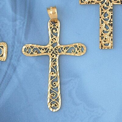 Dazzlers Jewelry Cross Pendant Necklace Charm Bracelet in Yellow, White or Rose Gold 7873, MPN: DZ-…