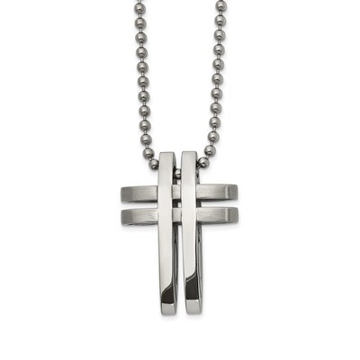 22 Inch Cross Necklace Stainless Steel Brushed and Polished SRN2675-22 by Chisel, MPN: SRN2675-22, …