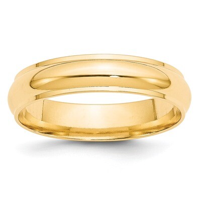 5mm Half Round with Edge Band 14k Yellow Gold HRE050 Engravable, MPN: HRE050, 886774484754