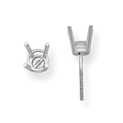 Round 4-Prong Medium Weight .13ct. Threaded Post Earring Setting 18k White Gold 8W327, MPN: 8W327,