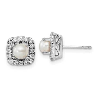 Pearl Post Earrings 14k White Gold Lab Grown Diamond EM9037-PL-038-WLG, MPN: EM9037-PL-038-WLG, 883…