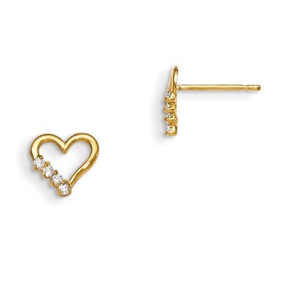 CZ Children&#39;S Heart Post Earrings 14k Gold GK706, MPN: GK706, 191101363085