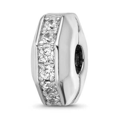 CZ Hinged Bead Sterling Silver Rhodium-plated QRS4187, MPN: QRS4187,