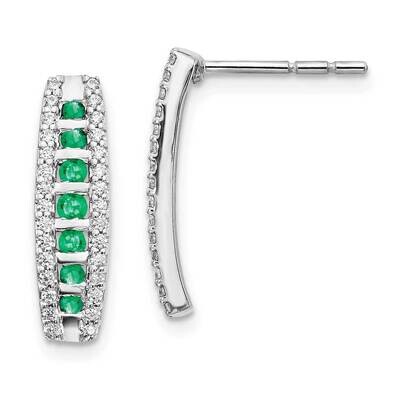 Emerald Fancy Earrings 14k White Gold Diamond EM3849-EM-030-WA, MPN: EM3849-EM-030-WA, 191101836213