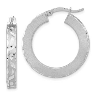 Diamond-Cut Round Hoop Earrings Sterling Silver Rhodium-Plated QE11698, MPN: QE11698, 191101217241