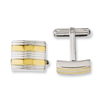 Yellow IP-plated &amp; Polished Cufflinks - Stainless Steel SRC231 by Chisel, MPN: SRC231, 191101371813