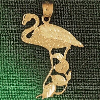 Dazzlers Jewelry Standing Flamingo Pendant Necklace Charm Bracelet in Yellow, White or Rose Gold 30…