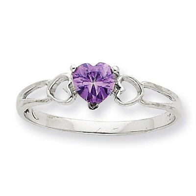 Polished Geniune Amethyst Birthstone Ring 10k White Gold 10XBR167, MPN: 10XBR167, 191101091292