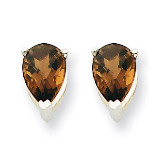 6x4 Pear Smokey Quartz Earrings 14k White Gold XE79WCQ, MPN: XE79WCQ, 883957102993
