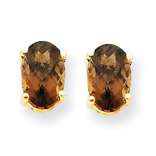 6x4 Oval Smokey Quartz Earrings 14k Gold XE86CQ, MPN: XE86CQ, 883957106434