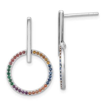 Multi-Color Nano Crystal Circle Post Earrings Sterling Silver Rhodium-Plated QE16411, MPN: QE16411,…