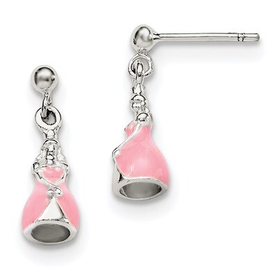 Children&#39;S Enameled Princess Post Dangle Earrings Sterling Silver QE11337, MPN: QE11337, 1911014662…