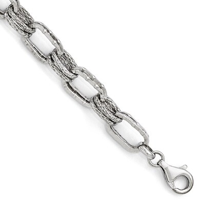 Leslie&#39;s Polished and Textured Link Bracelet 7.5 Inch - Sterling Silver HB-QLF513-7.5, MPN: QLF513-…
