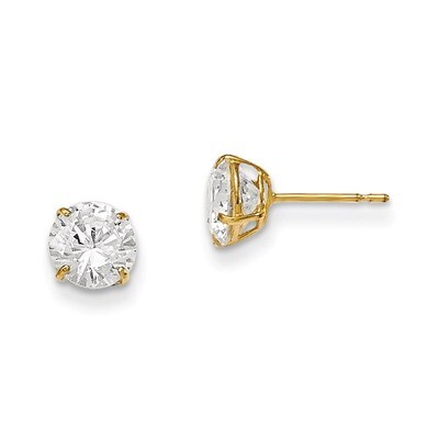 6Mm Round CZ Basket Set Stud Earrings 14k Gold GK664, MPN: GK664, 191101459153