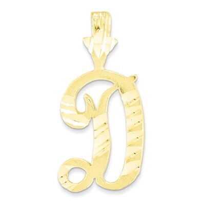Diamond-cut Grooved Initial D Charm 10k Gold 10C767D, MPN: 10C767D, 883957344843