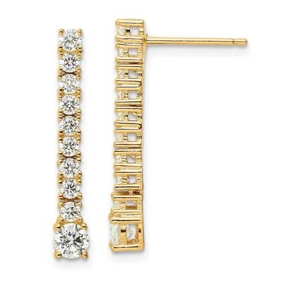Gold-Tone CZ Diamond Post Dangle Earring Sterling Silver Polished QE16244, MPN: QE16244, 1969041684…