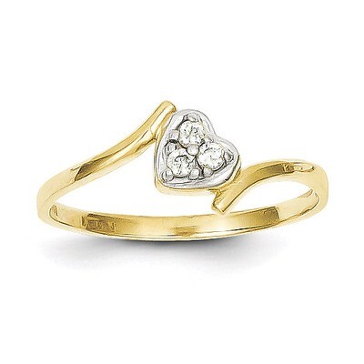 Synthetic Diamond Heart Ring 10K Gold &amp; Rhodium 10C1212, MPN: 10C1212, 886774020754