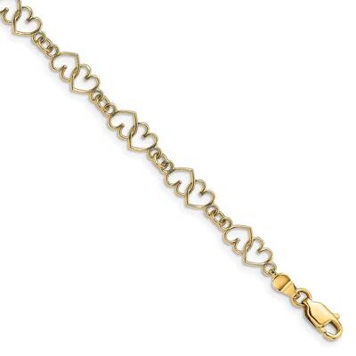 Polished Double Heart Link Bracelet 14k Gold Cut-out FB1585-7.5, MPN: FB1585-7.5, 637218049820