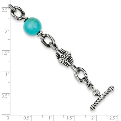 Reconstructed Turquoise 7.25 Inch Bracelet Sterling Silver &amp; 14k Gold QTC451, MPN: QTC451, 88395750…