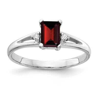 6x4mm Emerald Cut Garnet Diamond Ring 14k White Gold Y4762GA_AA, MPN: Y4762GA_AA, 883957667737