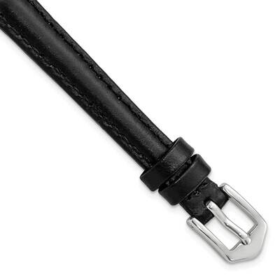 Gold-tone 10mm Black Oilskin Leather with Buckle Watch Band Silver-tone BA337-10, MPN: BA337-10,