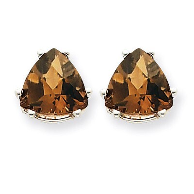 8mm Trillion Smokey Quartz Earrings 14k White Gold XE96WSQ, MPN: XE96WSQ, 883957110493