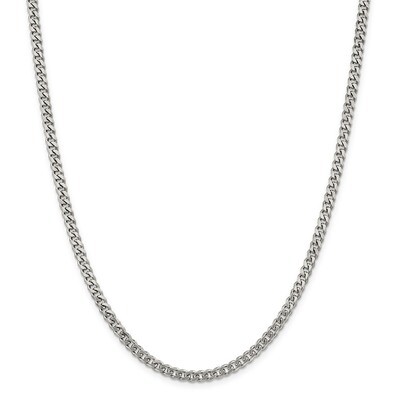 24 Inch Plated 4.5mm Curb Chain Sterling Silver Rhodium QCB120R-24, MPN: QCB120R-24, 883957201504