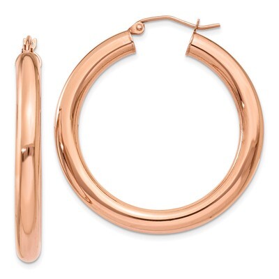 Polished Tube Hoop Earrings 14k Rose Gold TF827, MPN: TF827, 191101453755