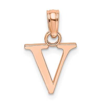 V Block Initial Charm 14k Rose Gold Polished K6423RV, MPN: K6423RV, 637218161591
