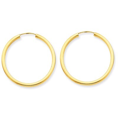 Round Endless 2mm Hoop Earrings 14k Gold Polished H981, MPN: H981, 883957900759