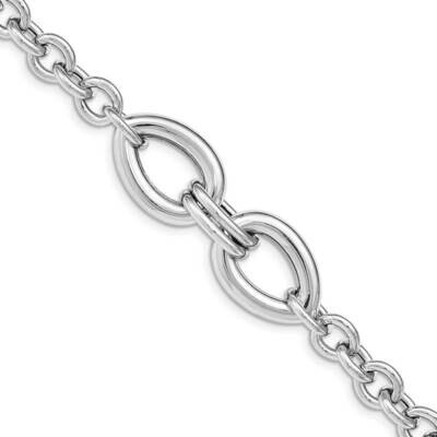 Polished Link Bracelet Sterling Silver Rhodium Plated QG4997-8, MPN: QG4997-8, 196904160527